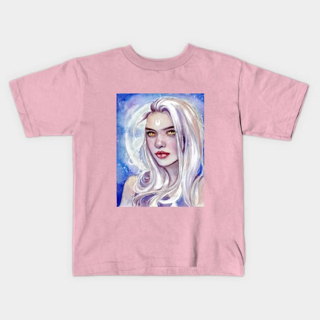 Fantasy moon girl Kids T-Shirt by Raiarts